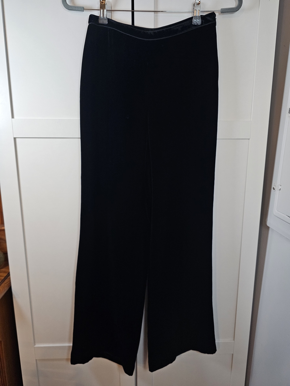 Ann Taylor Petites Black Velvet Silk Blend Straight Leg Pants Satin Trim 0P Y2K